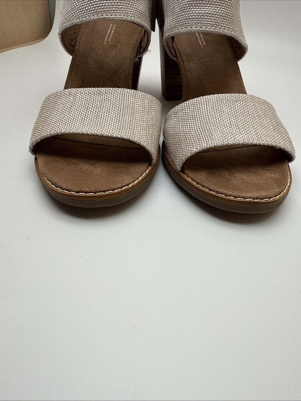 Toms Majorca City Strappy Sandal 10M Beige 3.5” Block Heel