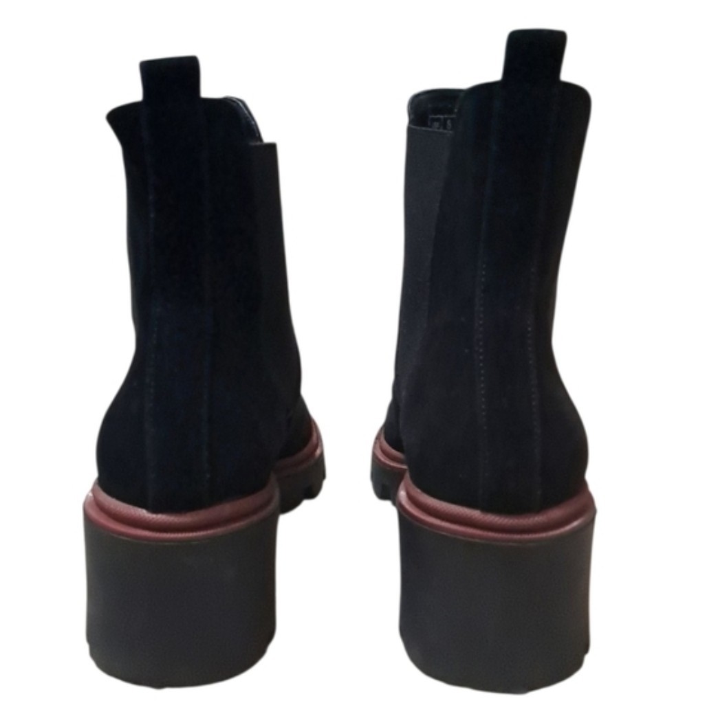 Antonio de Faria Black Suede Chelsea Ankle Boots Lug Sole US 8 EU 39