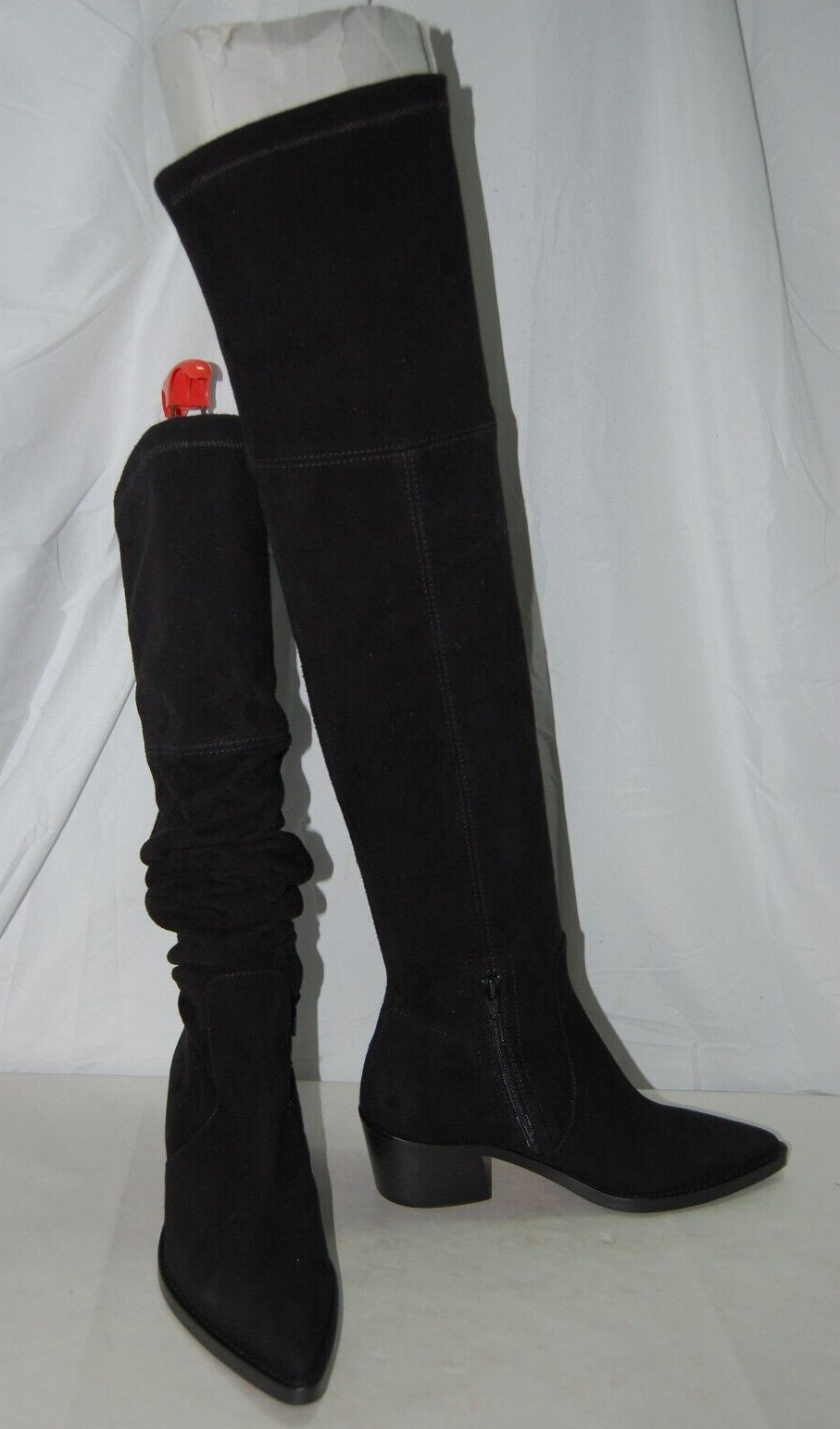 38/US8❤️ITALY VIA ROMA Black Suede Slouch Over The Knee High Heels Boots ITALY