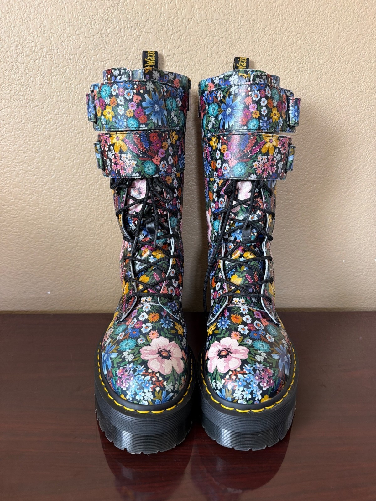 Dr. Martens Jagger Wanderlust Floral Leather Platform Boots Women’s US 10 No Box