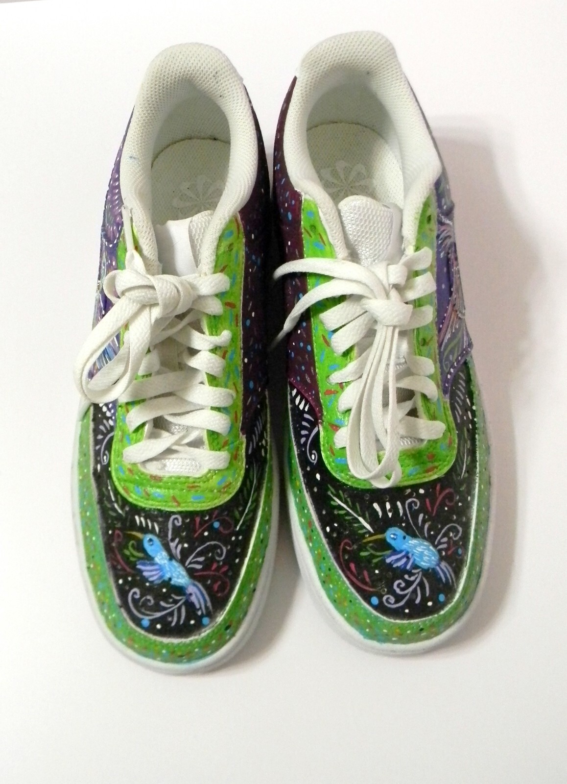 Nike Court Vision DH3158-100 Hand Painted Hummingbird Painted Sneakers SZ 8.5