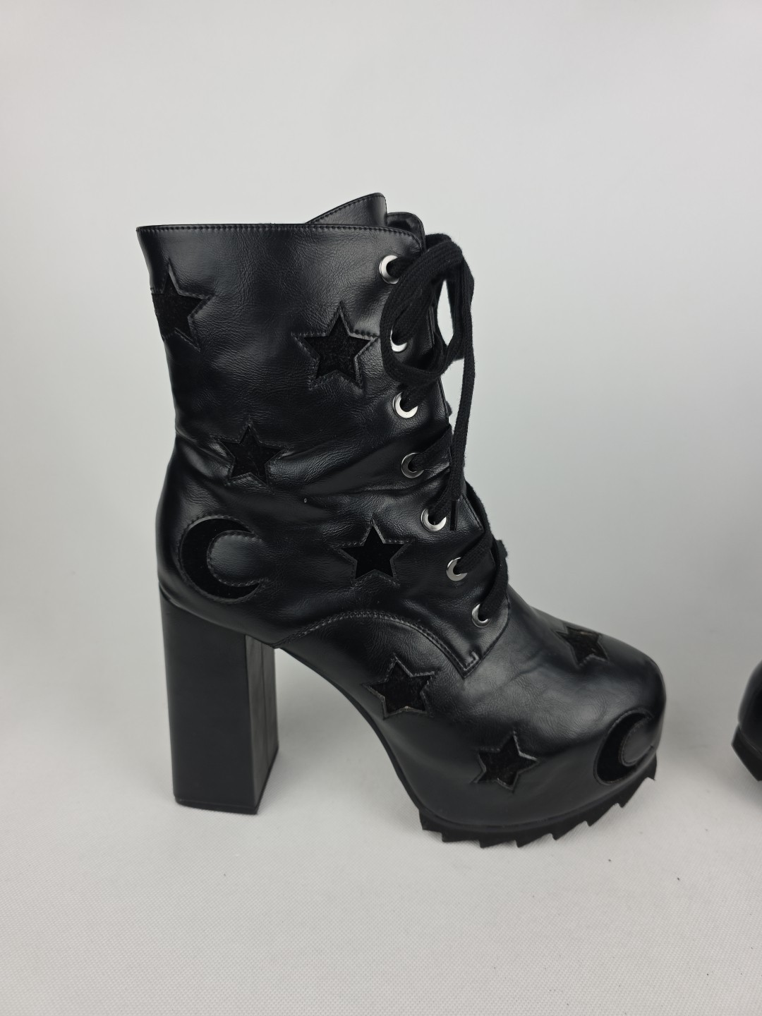 Killstar Platform Witch Goth Punk Boots Black Moon Stars Womens Size 10