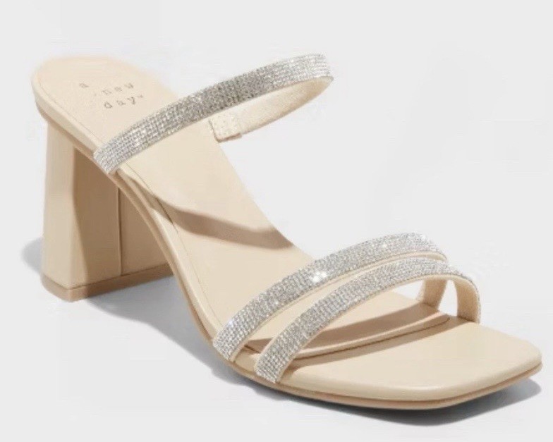 A New Day Women’s Stacy Mule Heels Size 8M Bling Open Toed Block