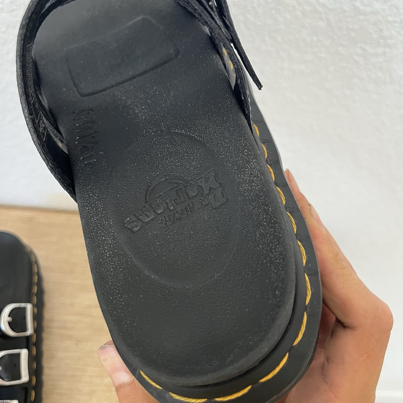 Dr. Martens Blaire Slide Sandals Black Leather Platform Buckle US 7 UK 5 Docs 38