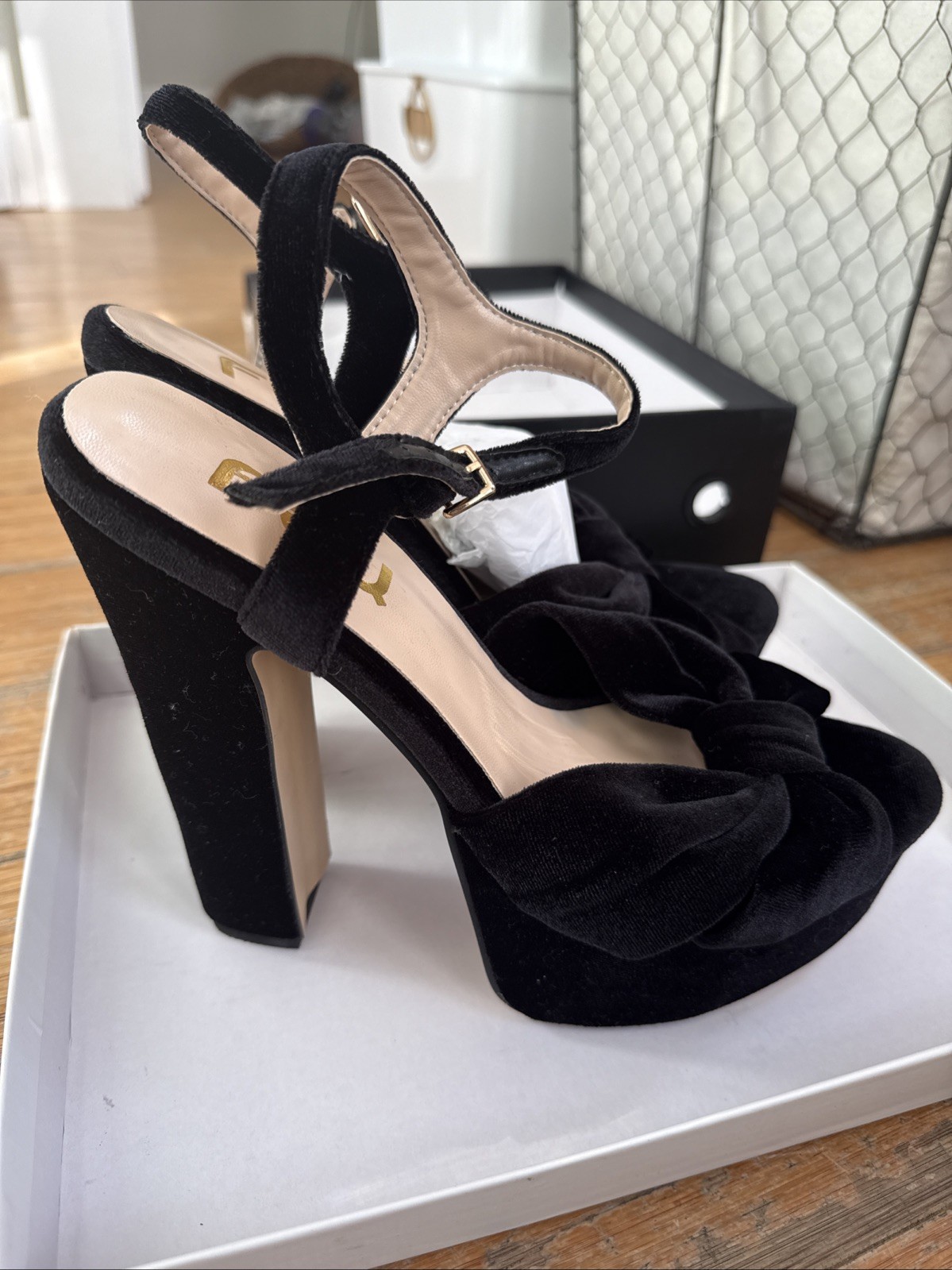 F5J Platform Women’s Velvet Heels. Elegant Comfortable Dress Shoes for Women