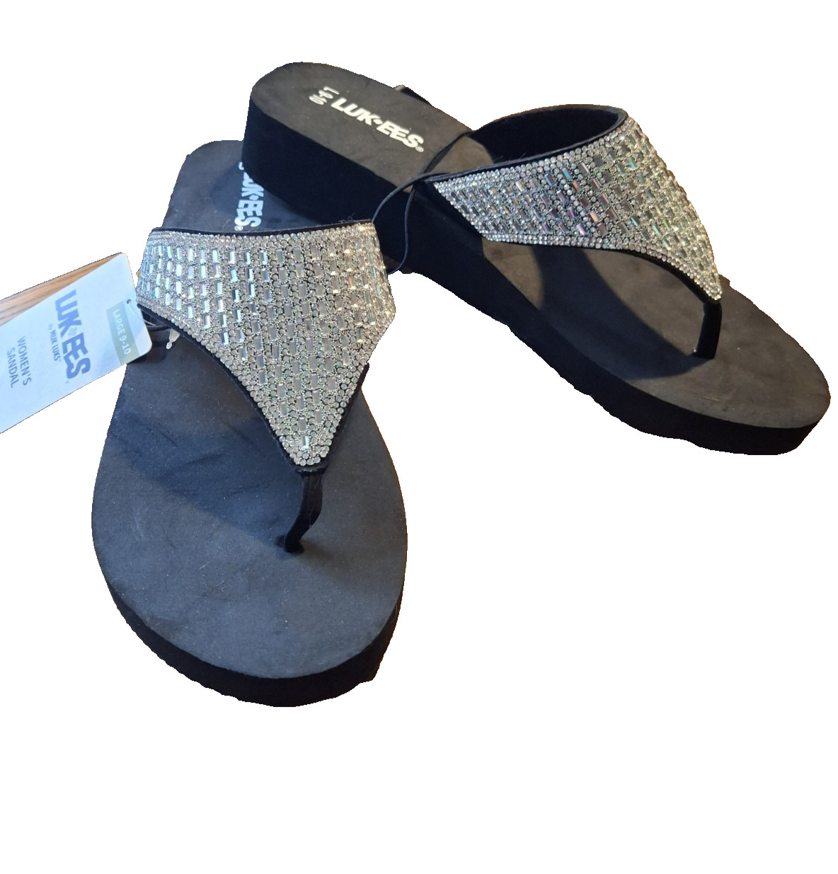 LUK-EES Women M (9-10) Black CZ bling Design Sandals Open-NWT 💥SEND OFFERS💥