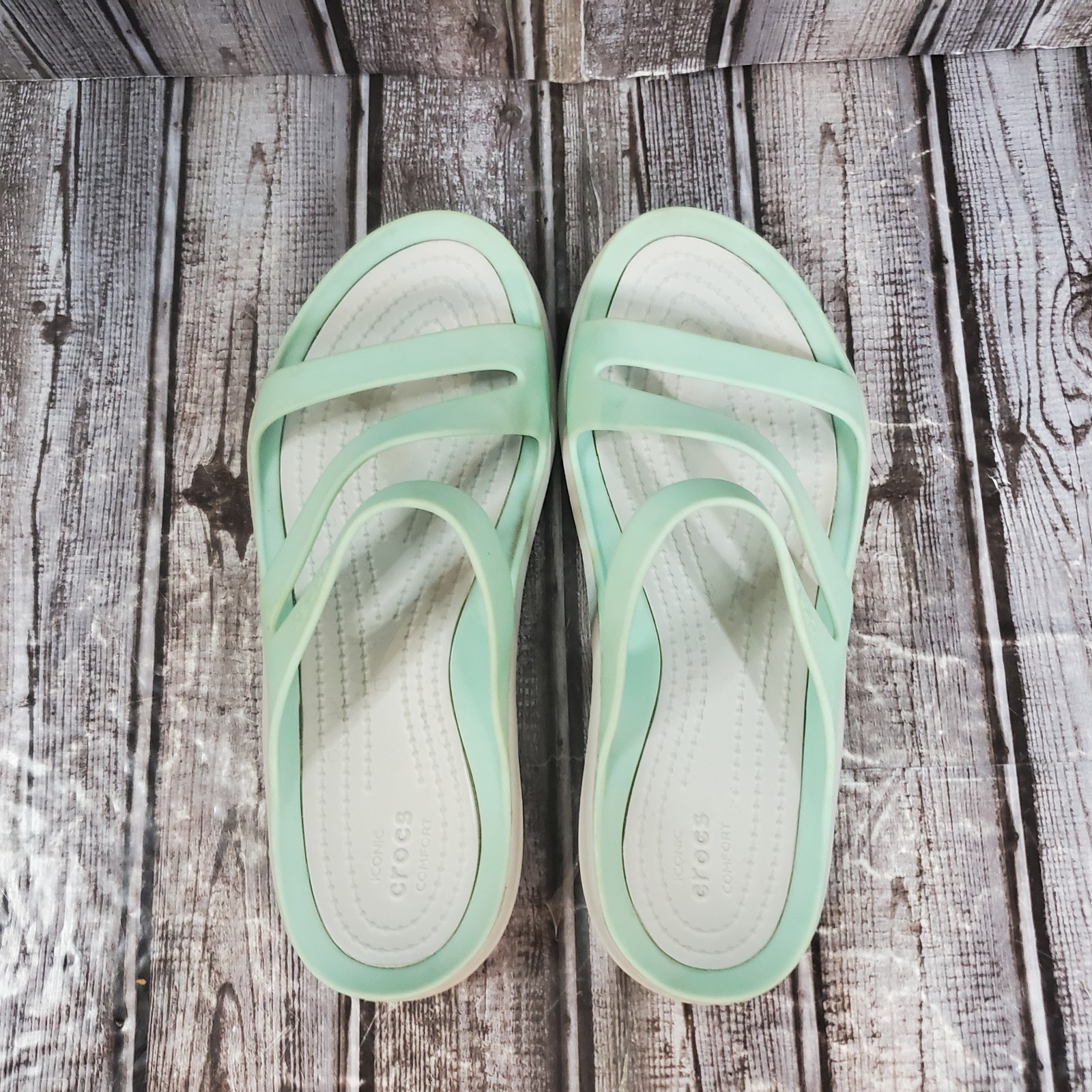 Women’s Crocs Swiftwater Slide Sandals Strappy Sports Wear Comfort Mint Size 6