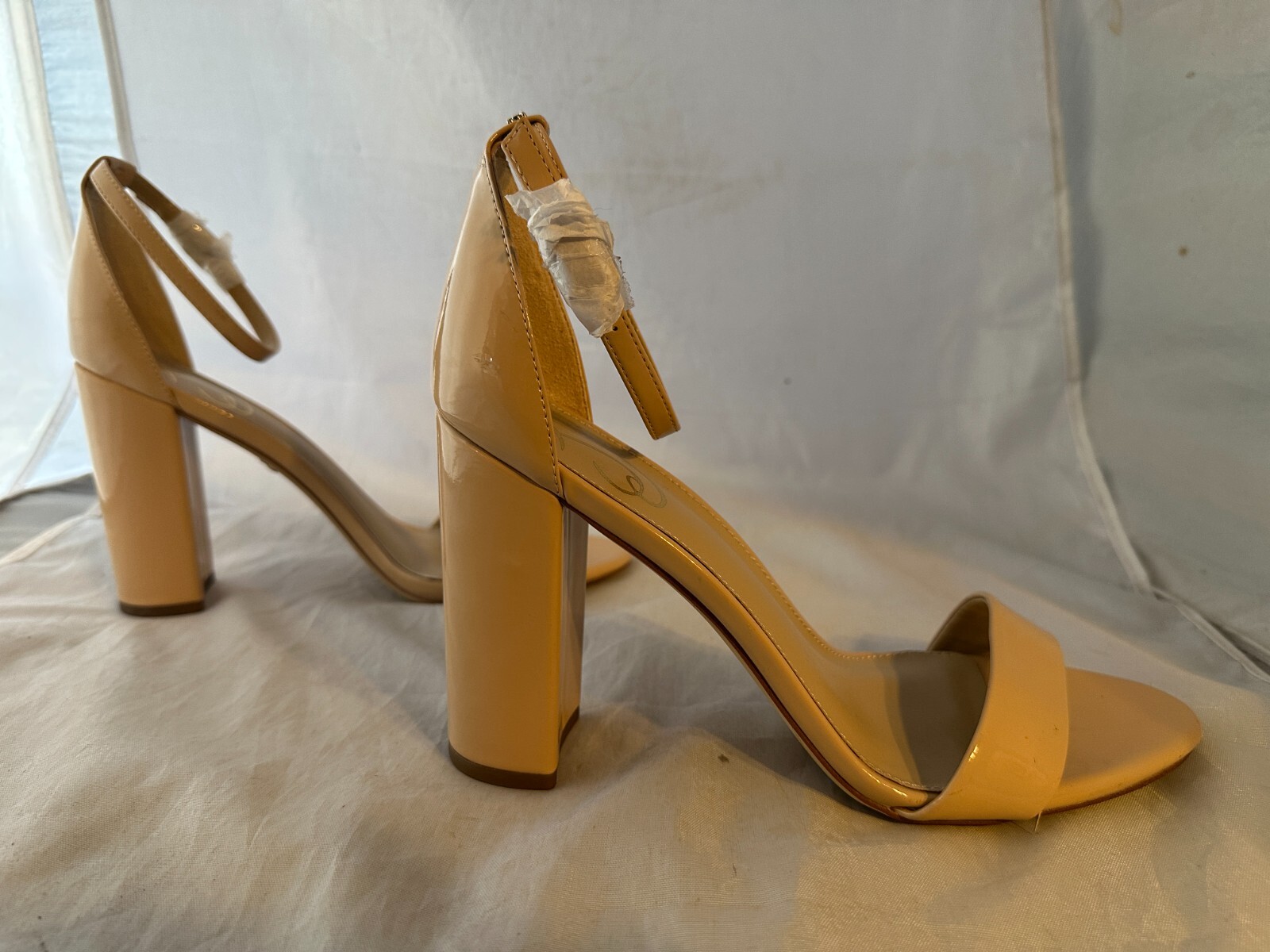 Sam Edelman Yaro Ankle Strap Sandal, Beige Patent, Women Size 10.5 $130 NEW