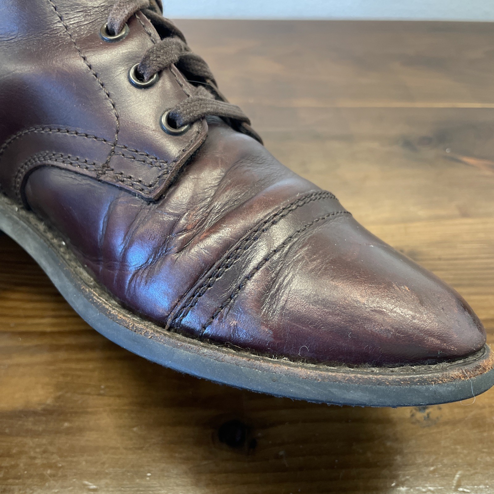 Thursday Captain Leather Boots Women 8 Brandy Ankle Cap Toe Preppy Rugged Office