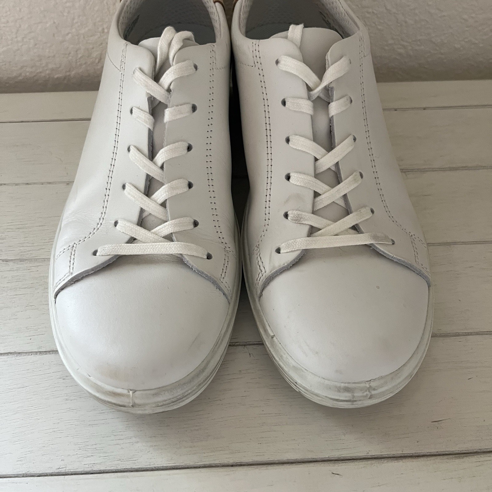 ECCO Soft 7 Women’s Leather Slip In Sneakers Shoes White Size EU 37 (US 6-6.5)