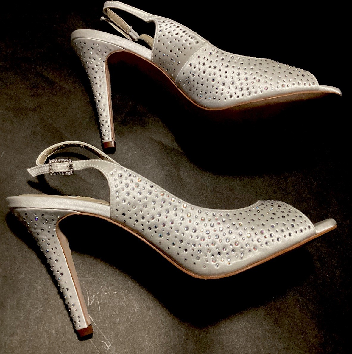 *Liz Rene Couture Sz 10 M Dorothy 710 Silky Satin Bridal Heels Dyeable White