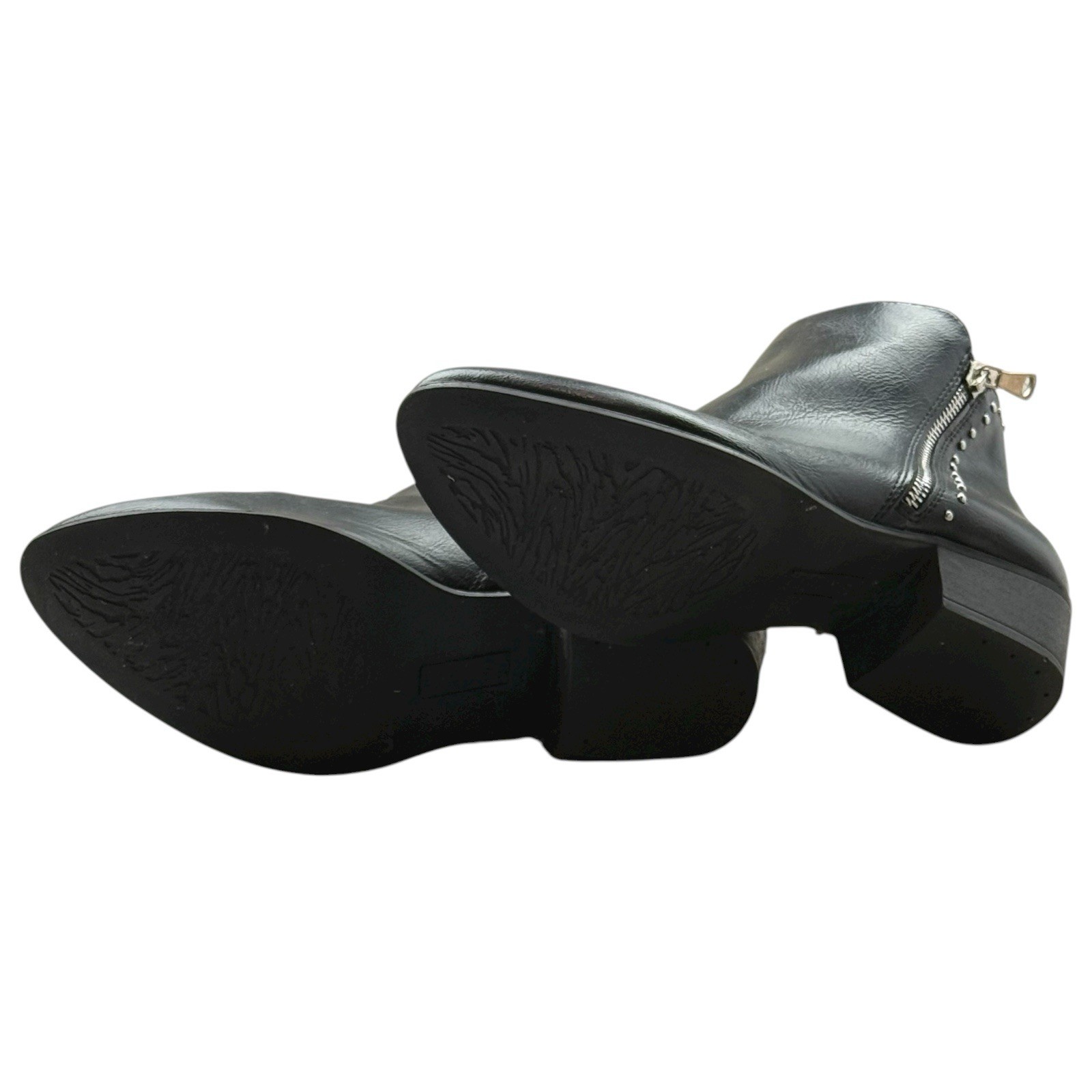 Esprit Topaz Black Studded Ankle Boots Womens Size 9M Side Zip Low Block Heel