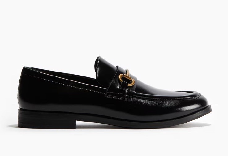 H&M Black Size 6 Faux Leather Loafers DarkAcademia, Preppy
