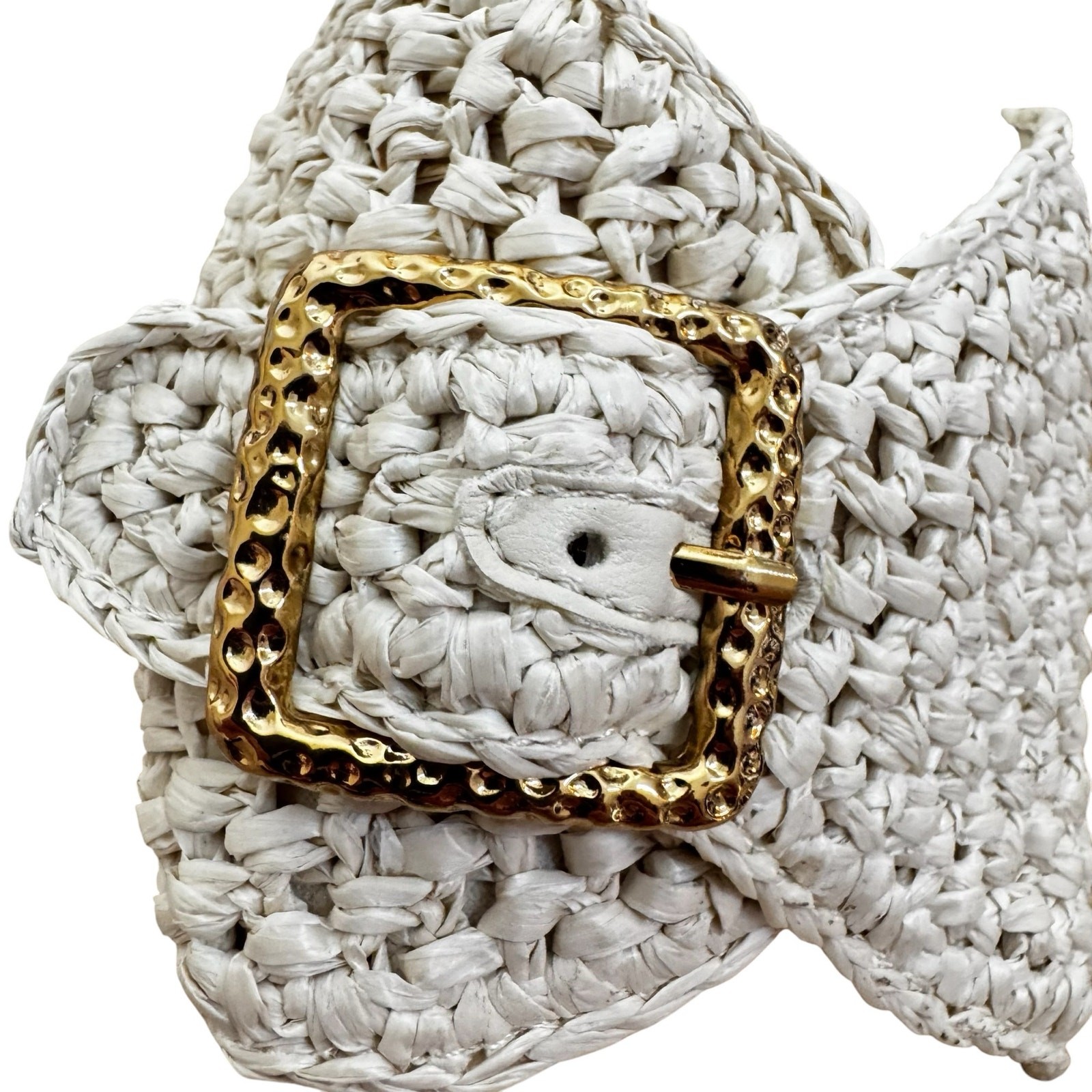 Dolce Vita Alonzo Women’s Sandal Ivory Raffia Gold Buckle Size 8