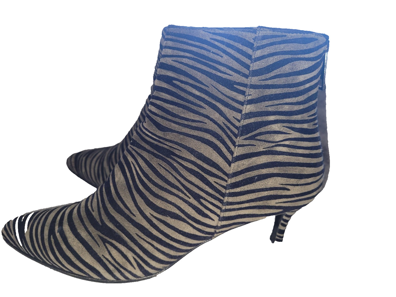 Just Cavalli SuedeZebraPrintGrayBlack AnkleBootBootieBack Zip2.5″Heel 8-8.5/EU39