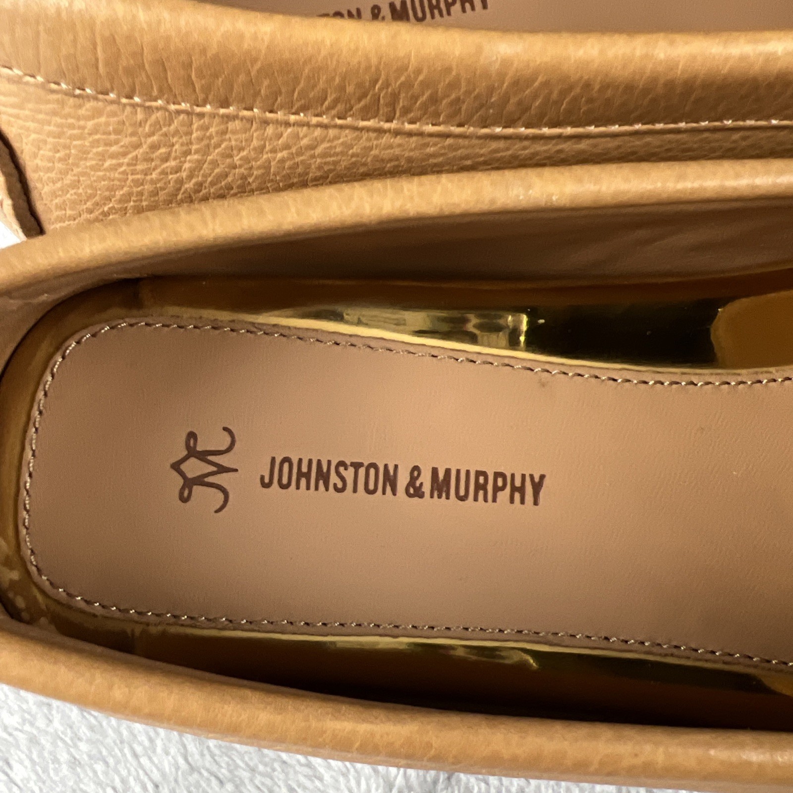 Johnston & Murphy Women’s Maggie Chain Moc Tan Calfskin Leather Loafers Sz 9M