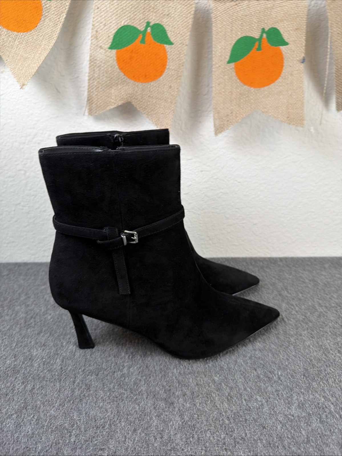 Steve Madden Layan Ankle Boot Women’s Black Suede Size 11M Pointed Toe Bootie