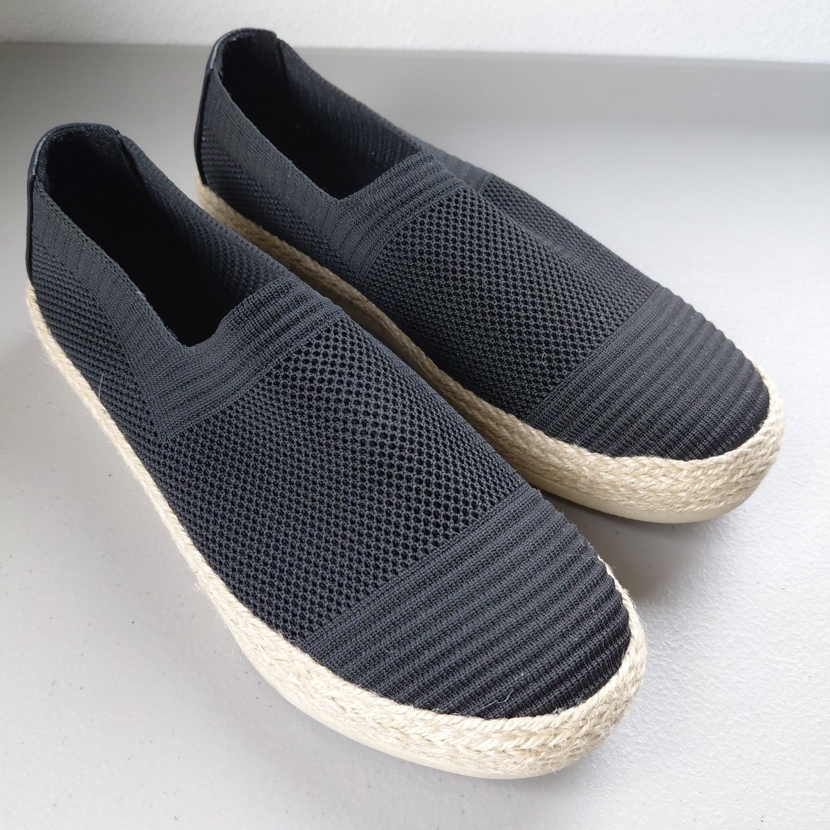 Esprit Espadrille Black Slip On Shoes Womens 7 M Casual Beach Travel Minimalist