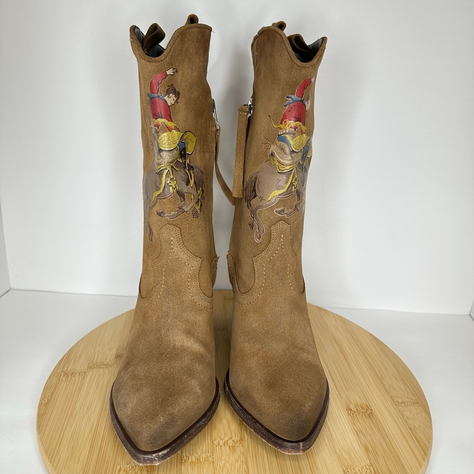 Golo Giddy-Up Western Cowboy Boots Rodeo Bucking Bronco Suede Leather Womens 7