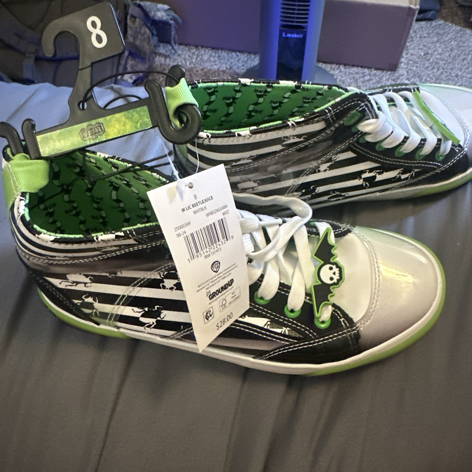 Beetlejuice Glow-In-The Dark Shoes Womens Size 8 High-top Sneakers View Last Pic