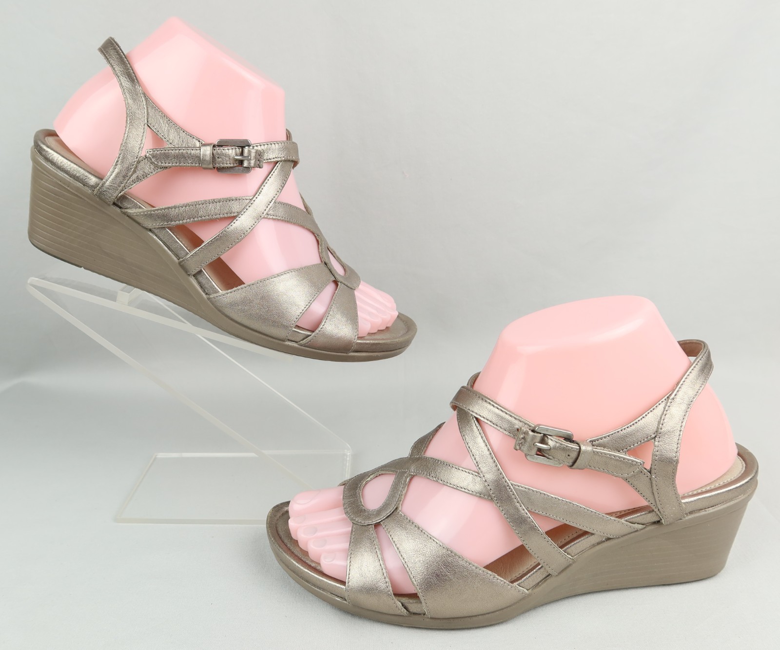 ECCO Touch 45 S Wedge Leather Sandal Platinum EU 38 / US 7
