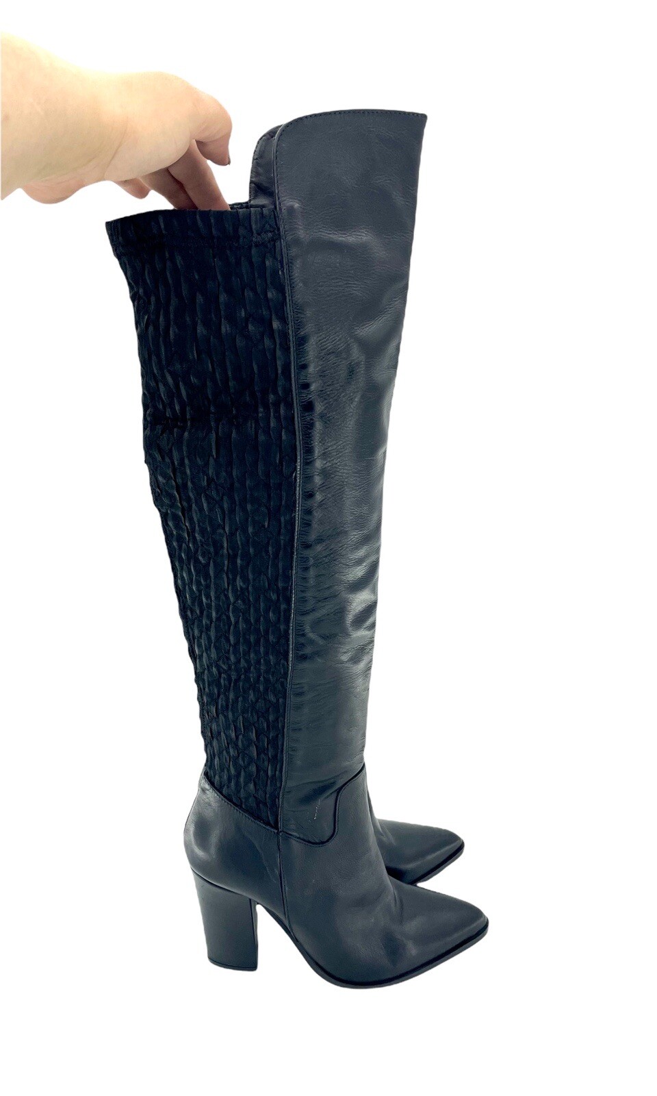 Charles David Boots Black Leather Over-The-Knee Stretch Boot SZ 8.5 New SH97