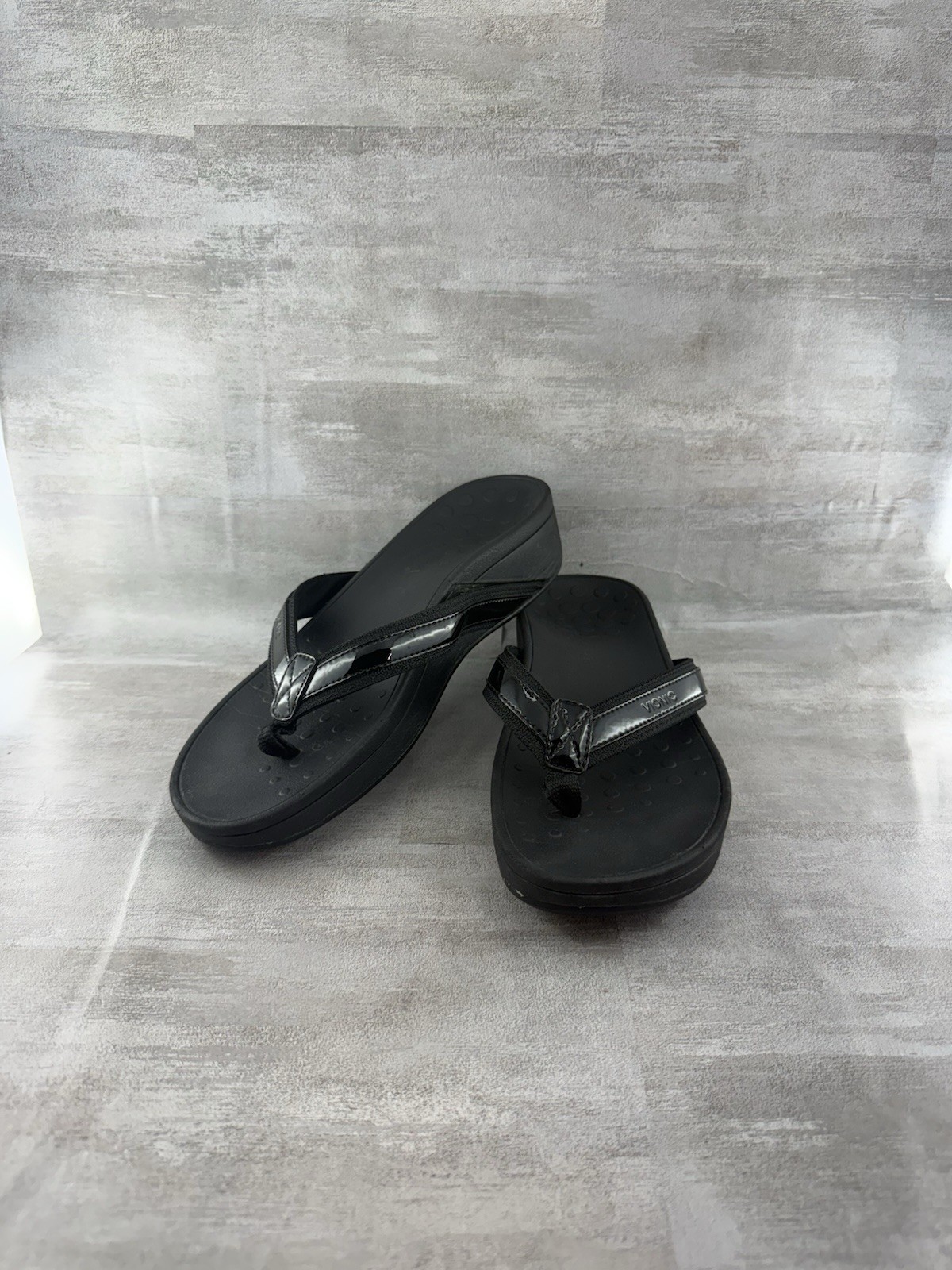 Vionic High Tide II Platform Sandal Women Black Flip Flop Orthotic Arch Size 8