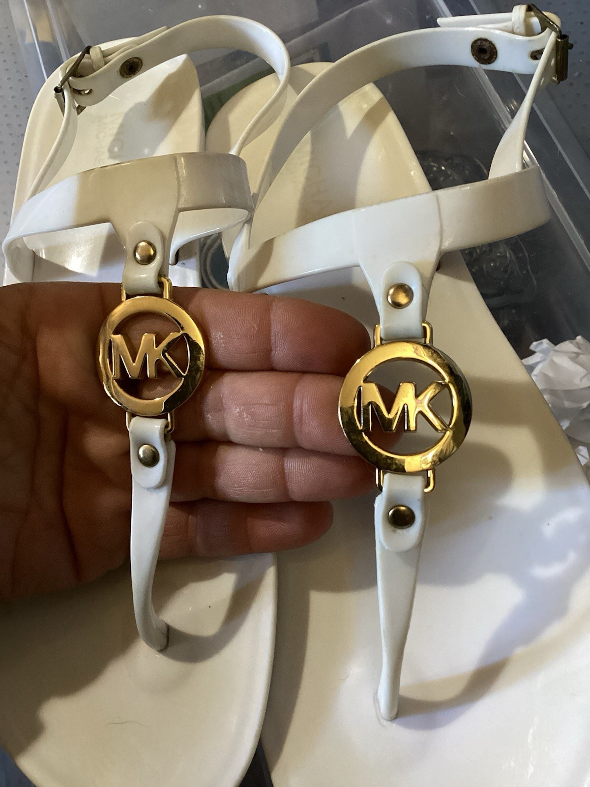 Michael Kors Women’s MK Plate Logo Thong Sandal,