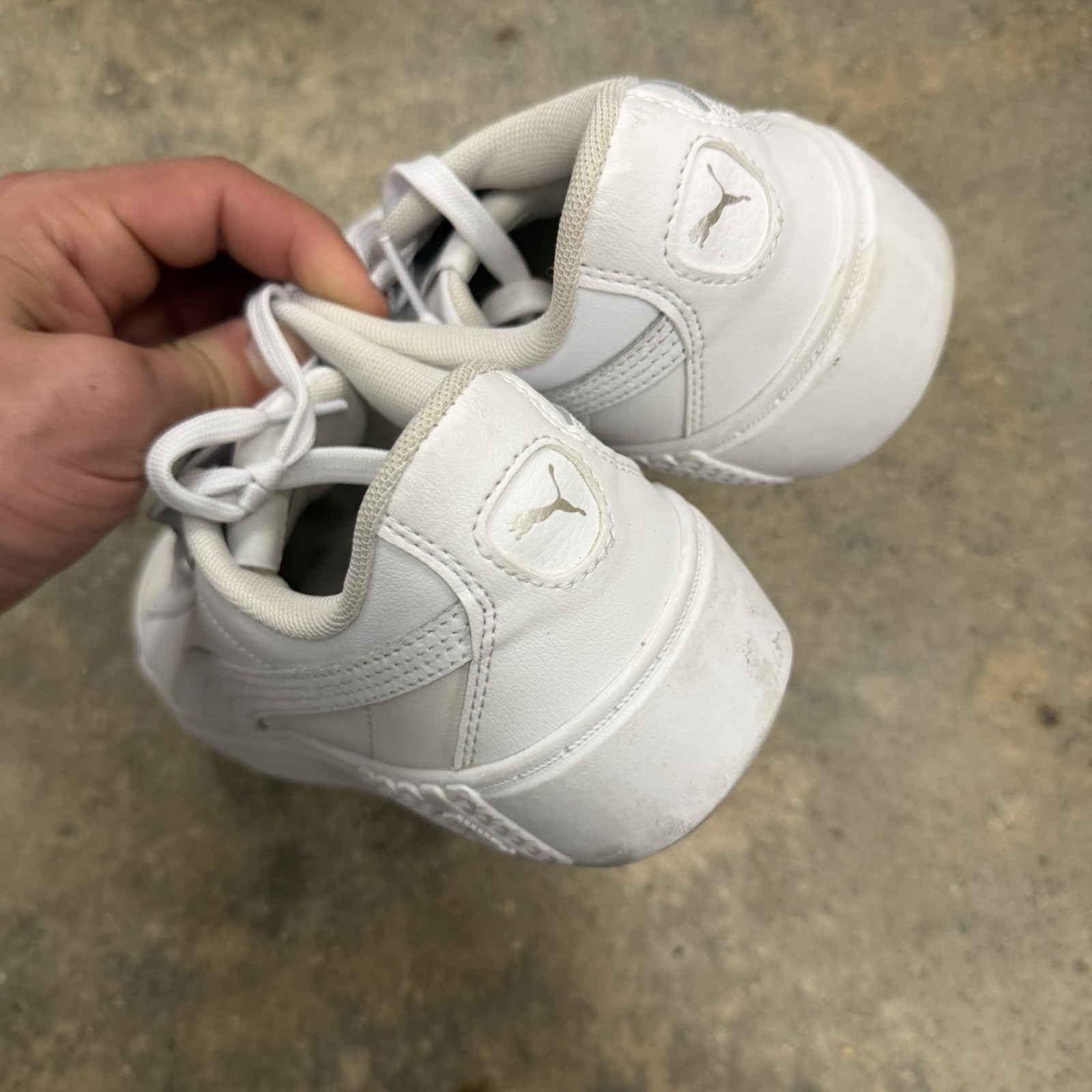 Puma Shoes Womens 8.5 Smash Platform V2 Sneakers 381447-01 White Leather Lace Up