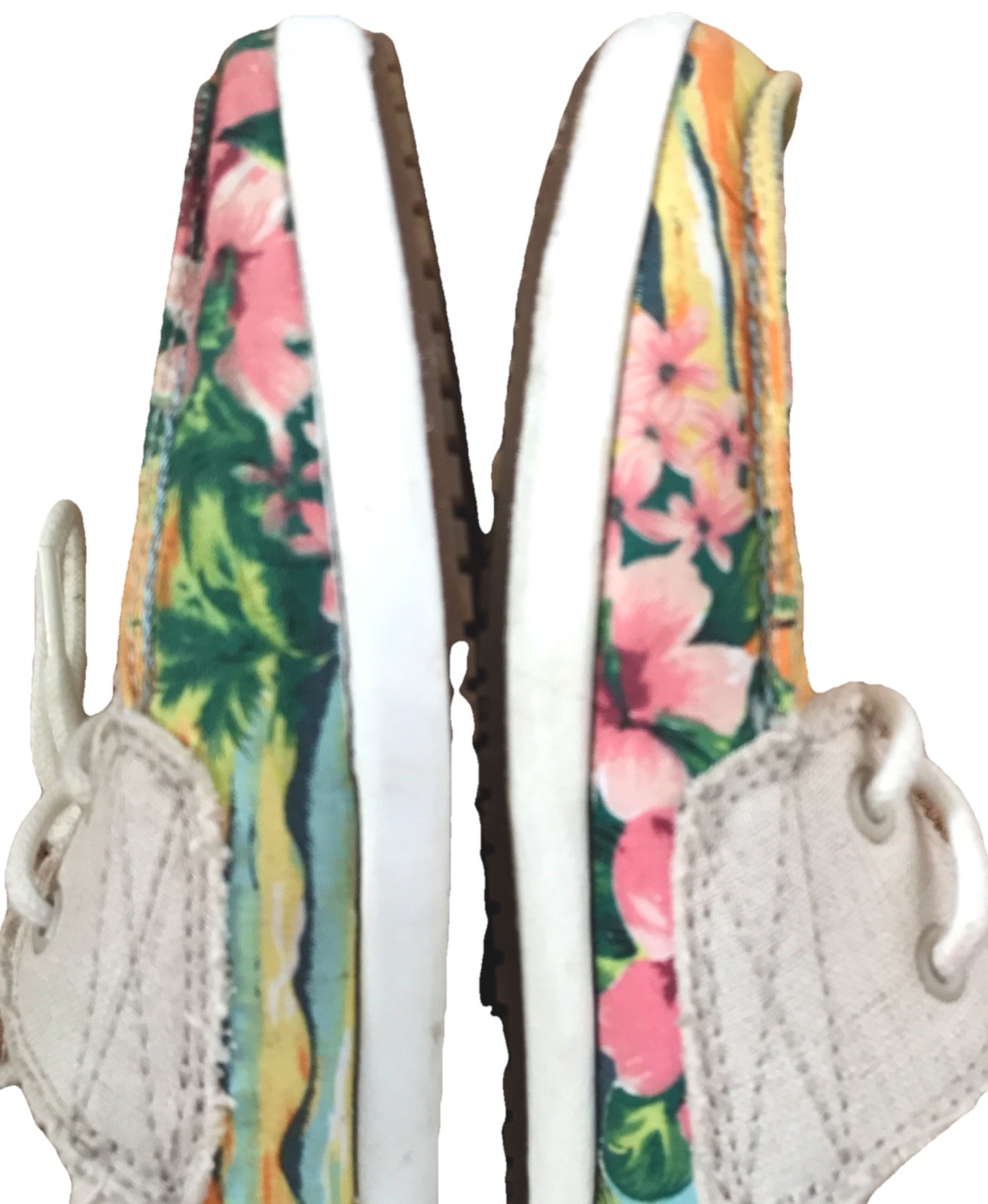 SANUK Canvas Tropical Beach Floral Multicolor Slip On Boat Loafer Shoe Woman 9.5