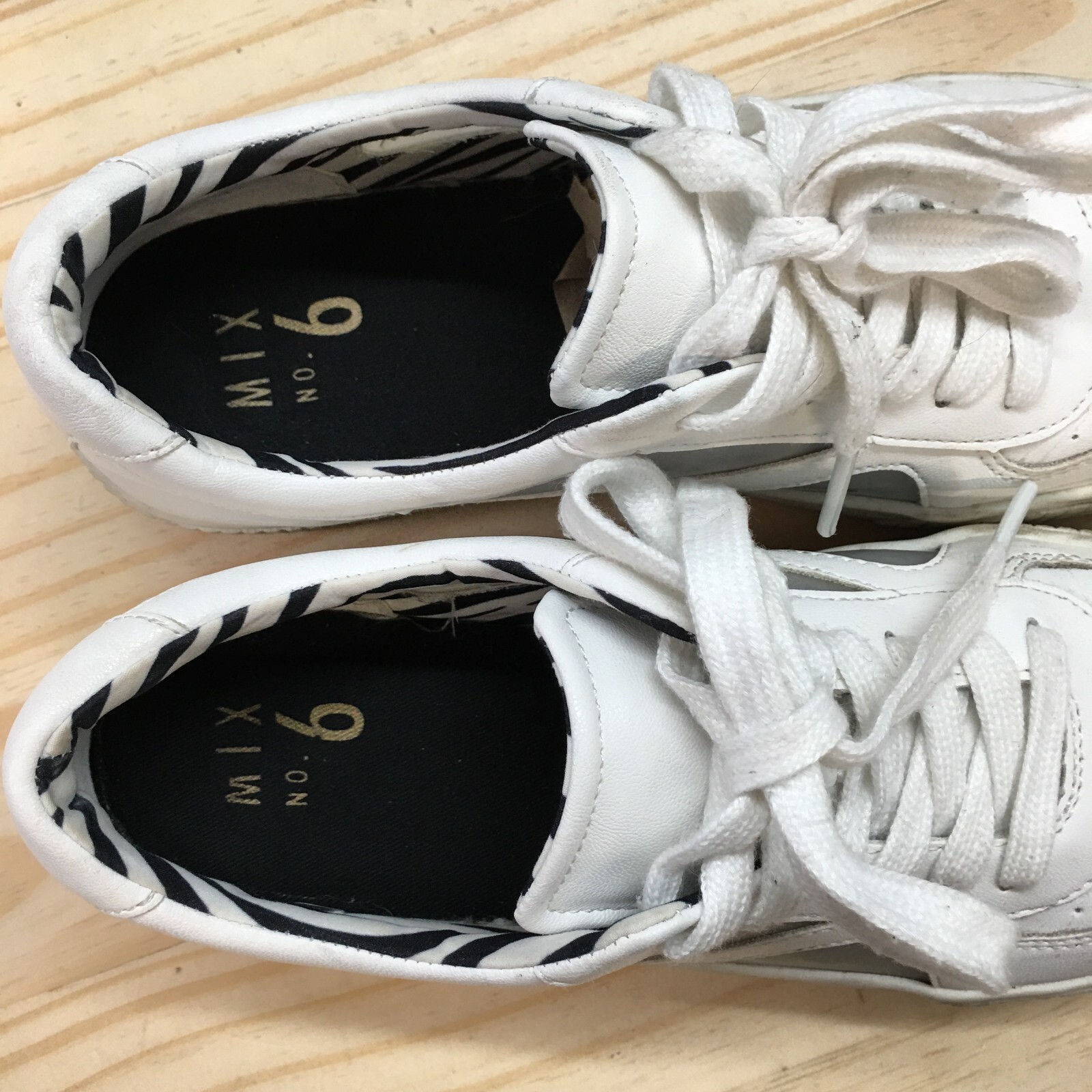 Mix No. 6 Shoes Womens 7.5 M Emmalyn Platform Sneakers White Faux Leather Casual