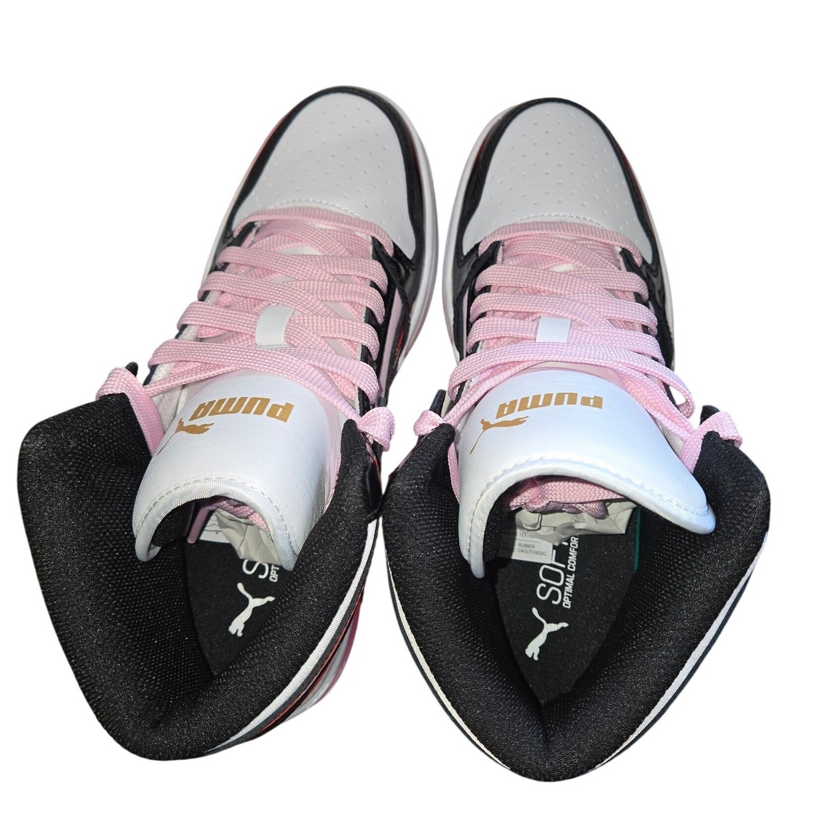 Puma Rebound Layup Shine Womens High Top Sneakers Pink Black White 399643 02 8.5