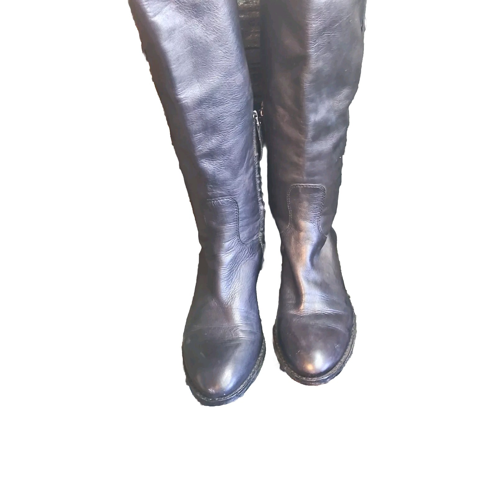 Sam Edelman Phallon Sz 6 Black Leather Riding Boots Knee High Steampunk Coins