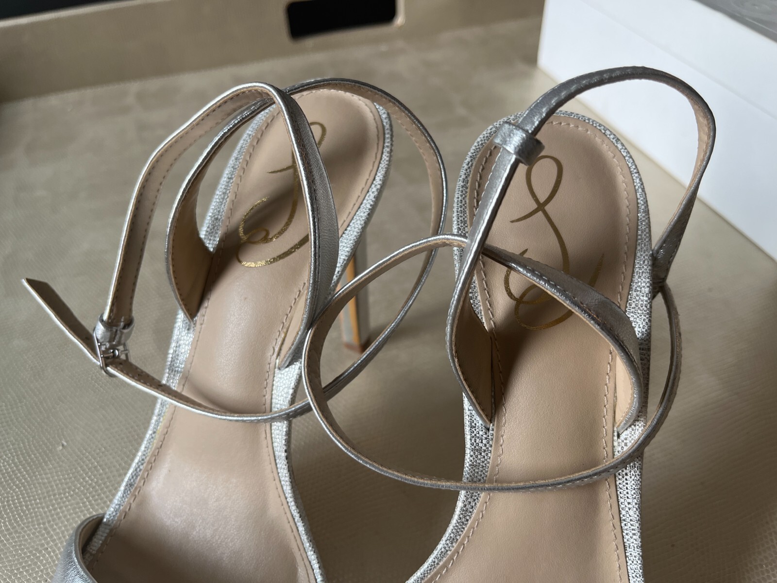 EMILIO PUCCI Satin Blue/Green Ankle Wrap Sandal Pumps USED Womens Size 40 w/ Box