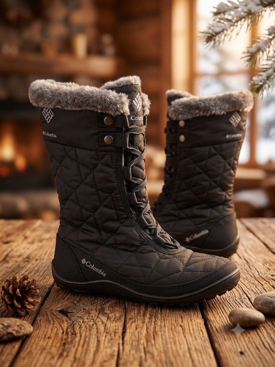 Columbia Omni-Heat Waterproof Winter Snow Boots Women’s US 5 Black Faux Fur