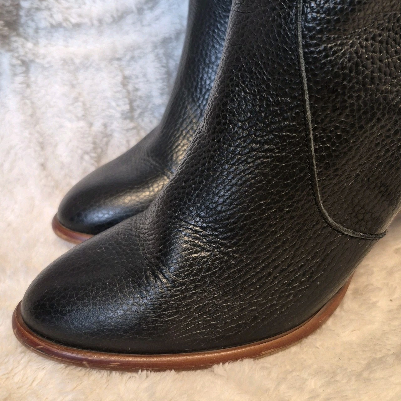 Anthropologie Angel Alarcon Riding Boots Black Woven Leather Cuero Heeled Sz 6.5