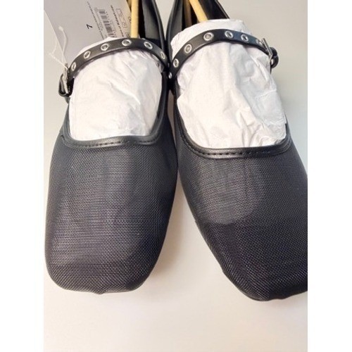 NEW Scoop Black Mesh Mary Jane Flats Square Toe Buckle Comfort Shoes NIB