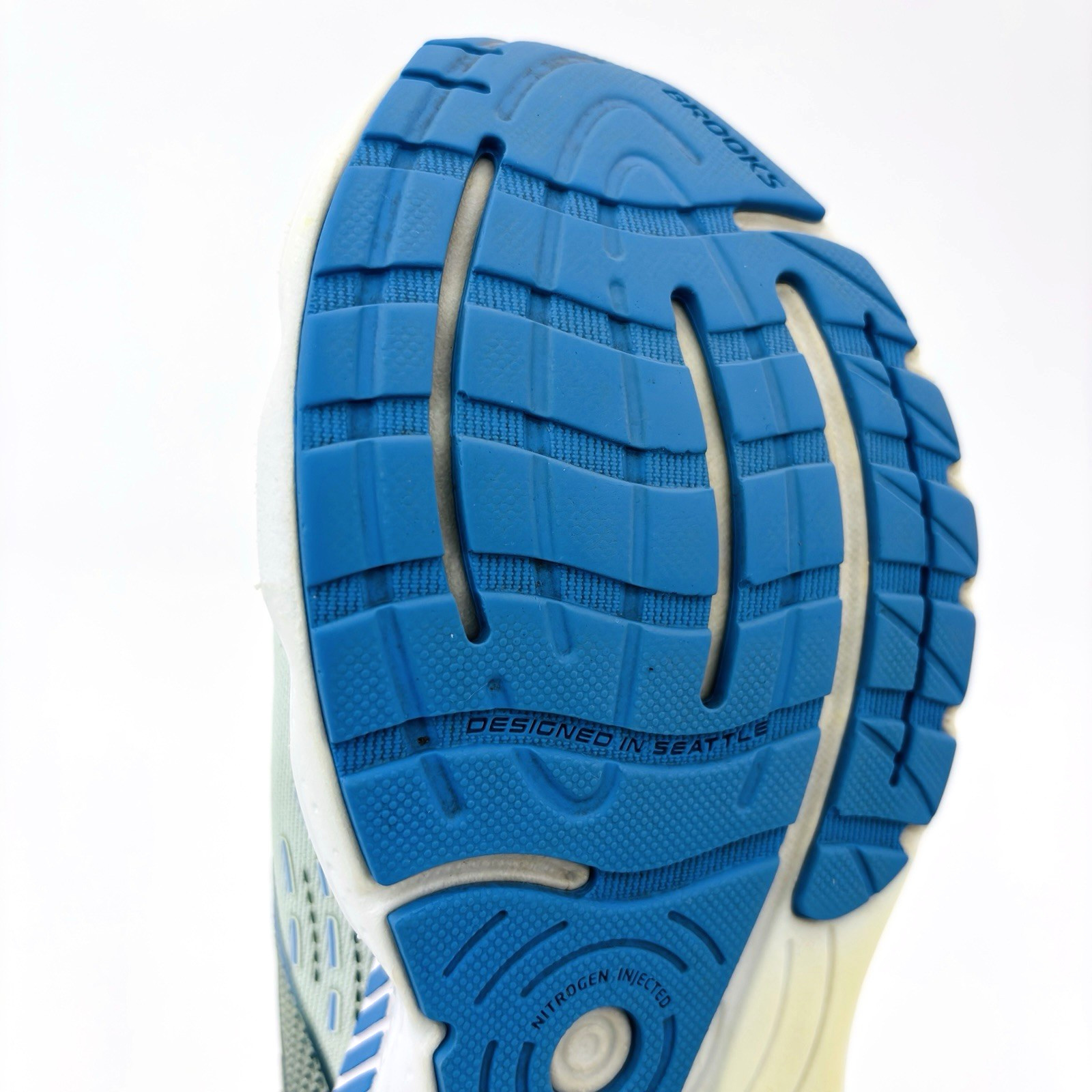 Womens 7.5 B Brooks Glycerin GTS 20 Green Blue Athletic Running Shoe 1203701B494