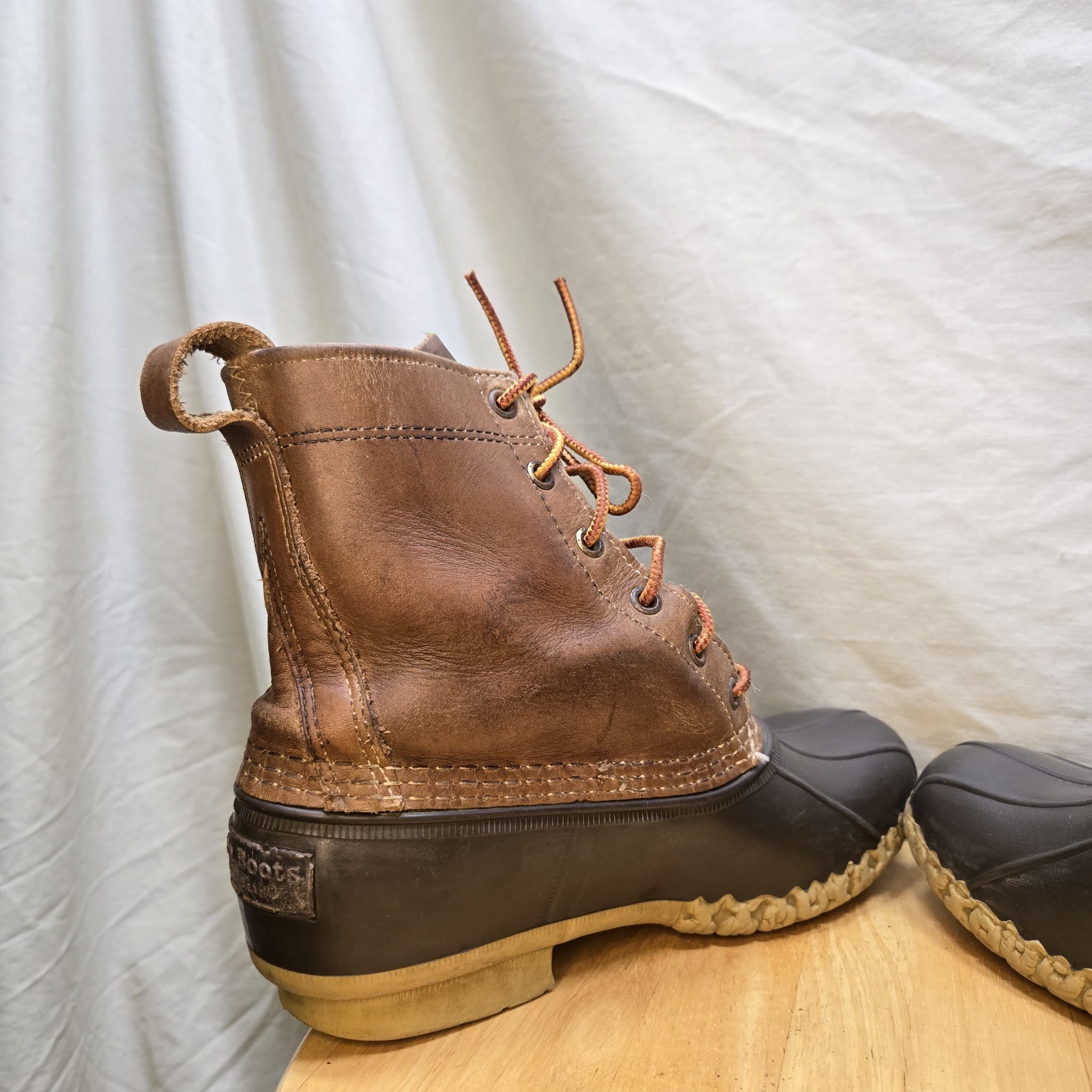 VINTAGE LL Bean Duck Boots Made In USA Rubber/Leather Lace Up Size 7M Hunting!