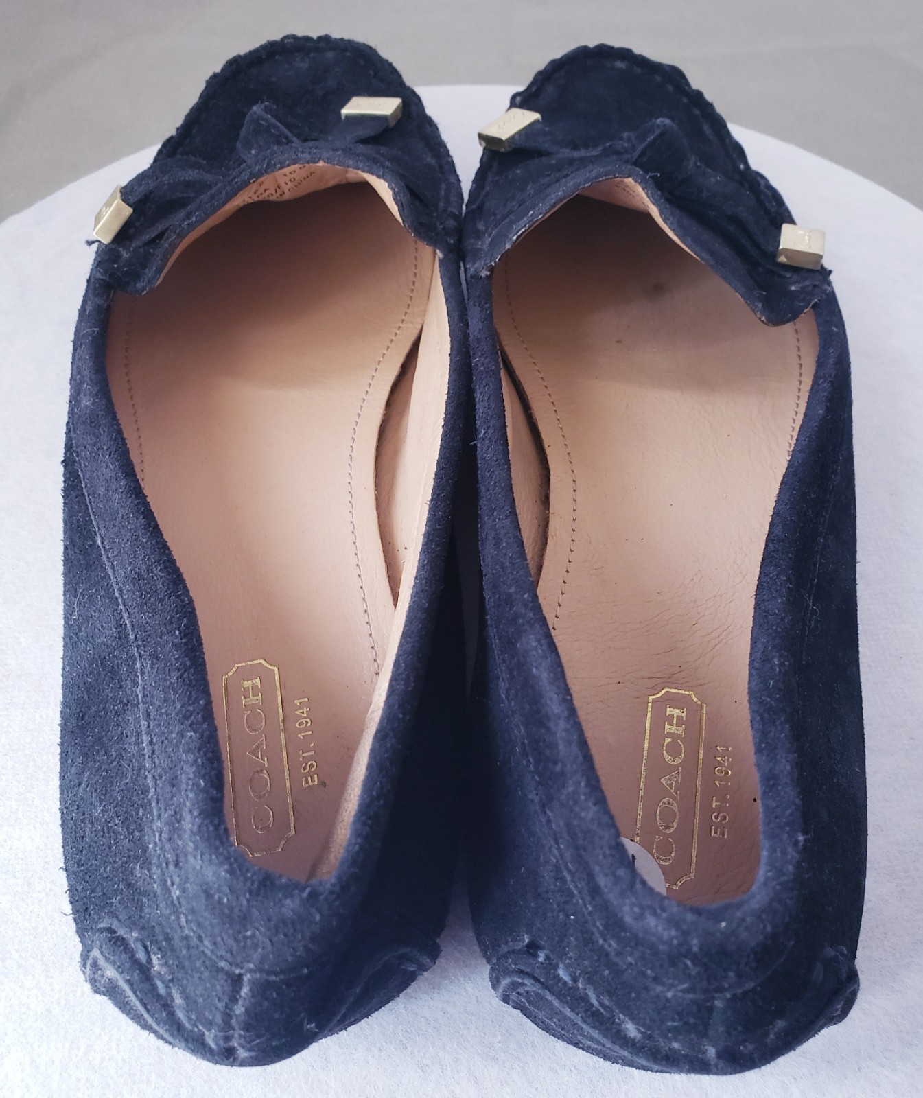 Coach Women’s Frida Suede Leather Driving Loafers Bow Black Size 10 B