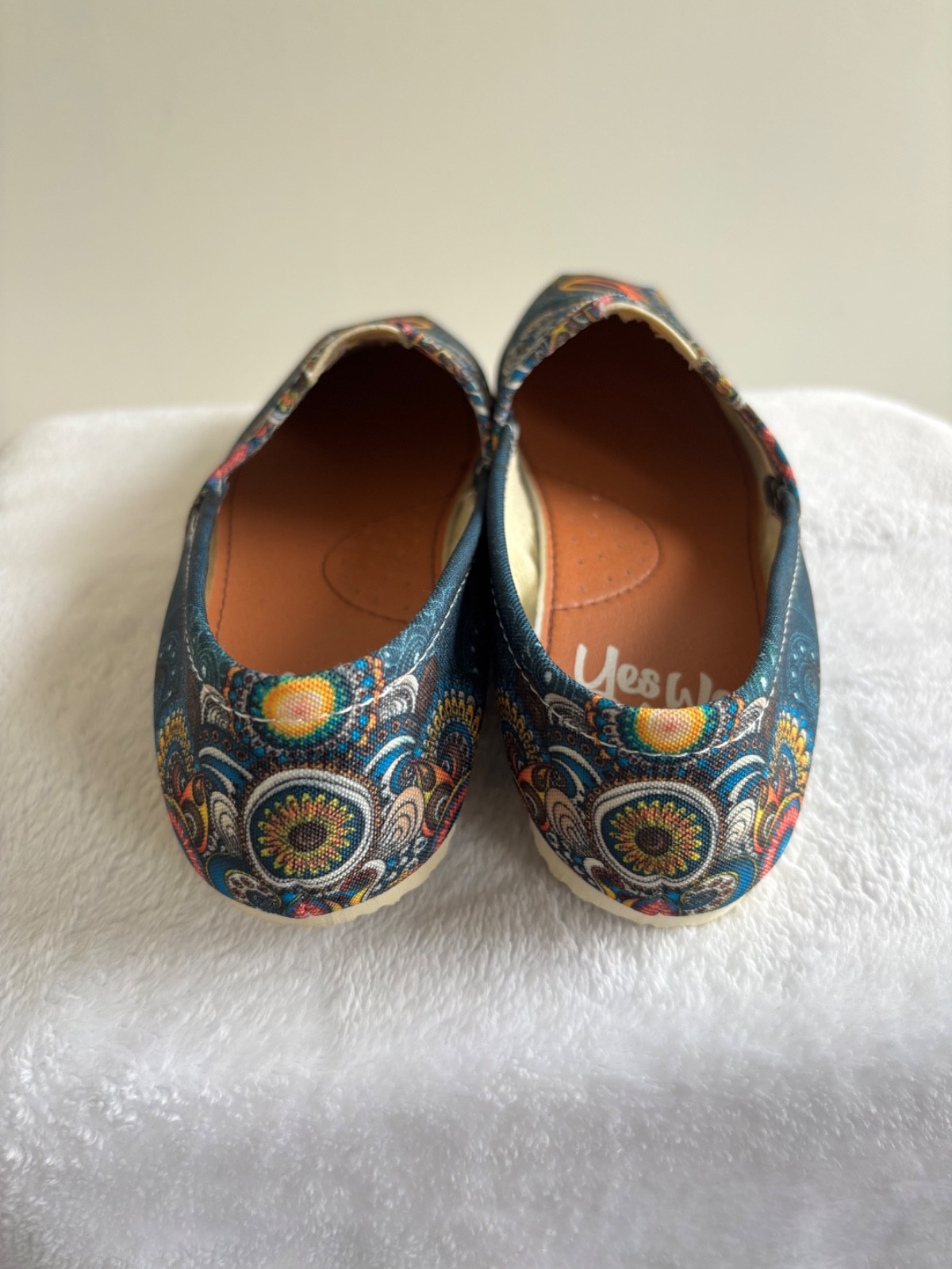 Yes We Vibe Peace Sign Boho Hippie Canvas Flats Slip On Shoes Women’s 7W