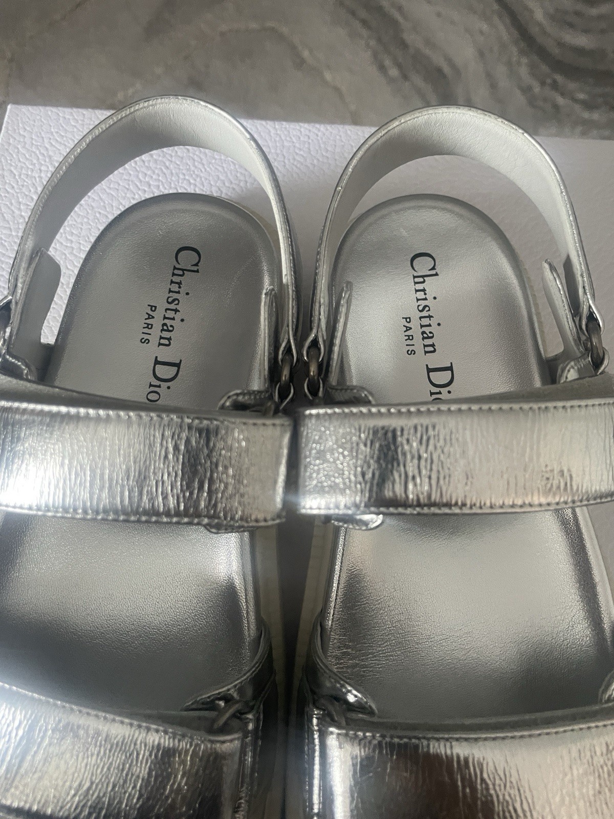 Authentic New Dior Dioract Silver Sandals Size 38.5 Original price $1200