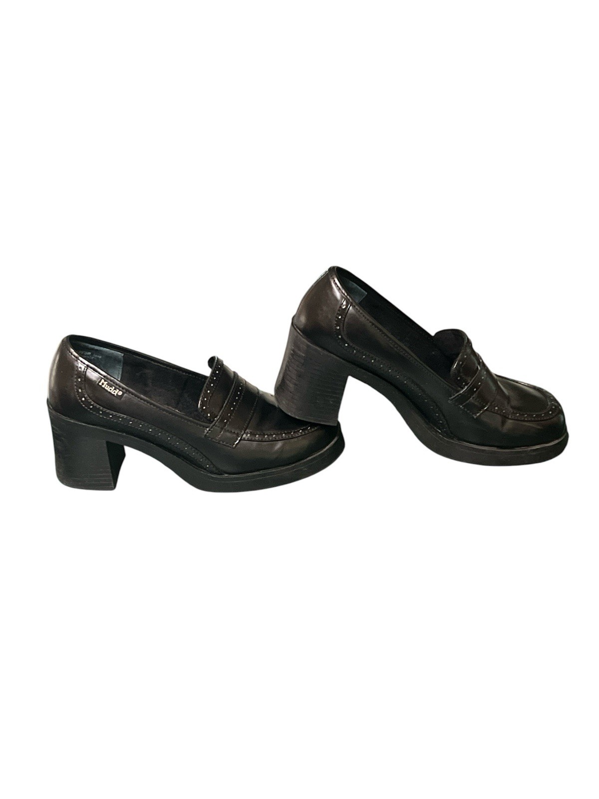 Vintage Y2K Mudd Black Platform Loafers Women’s Size 7.5 Chunky Heel Slip On