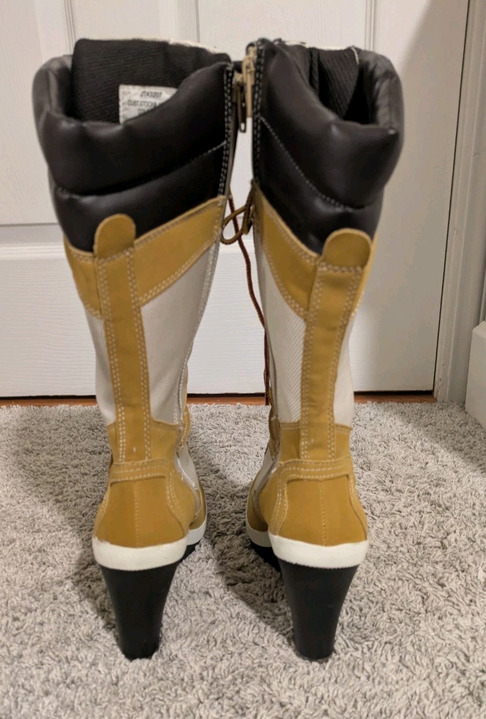 U.S. Polo Assn. Women’s Tan Lace-Up Wedge Boots Size 6M – Faux Leather/Fabric
