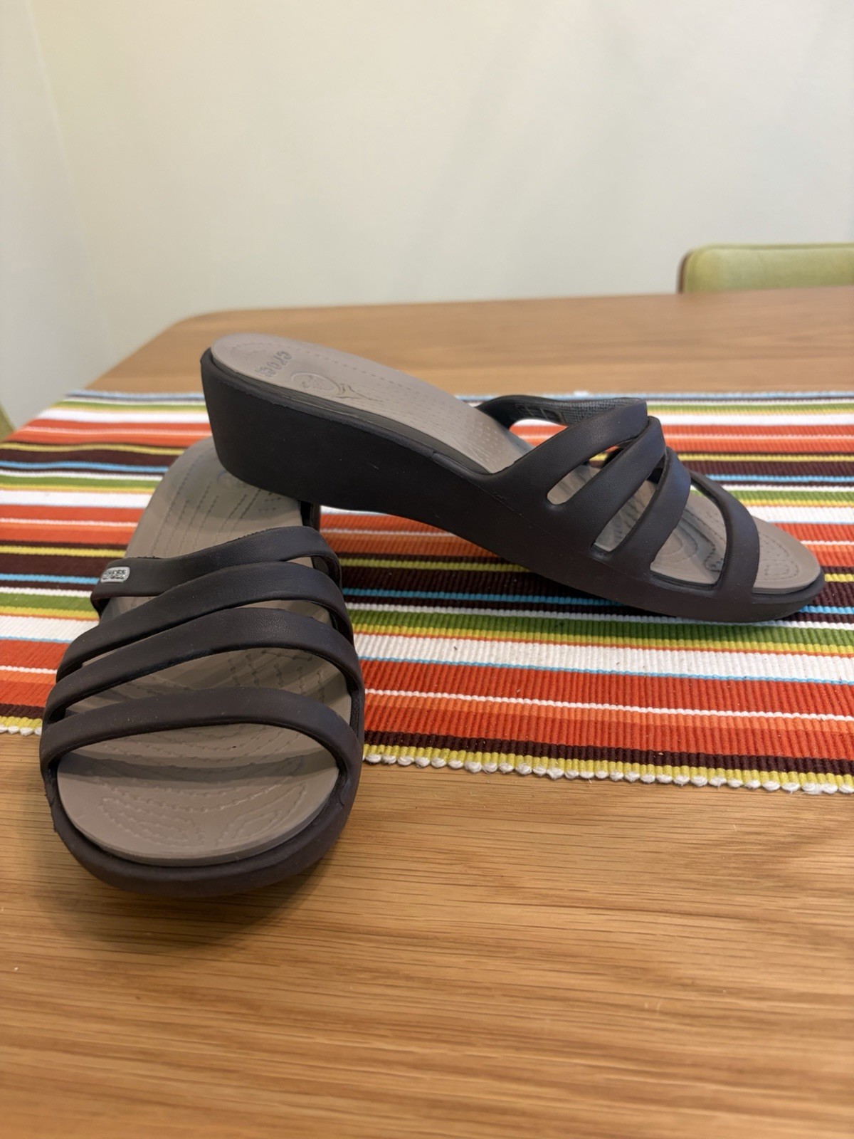 Crocs Rhonda Wedge Slide On Sandals Charcoal Women’s Size 8