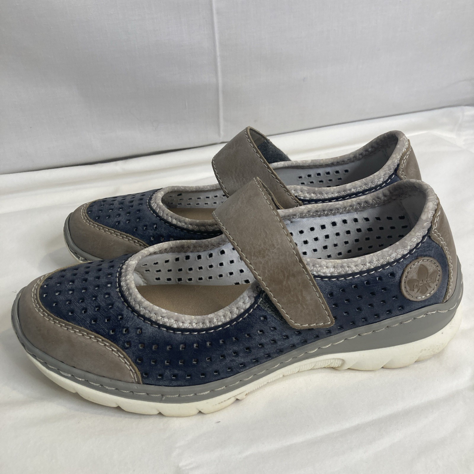 Rieker Womens Nikita Mary Jane Shoe Memosoft 6.5 EU 37 Taupe Slate Sneaker