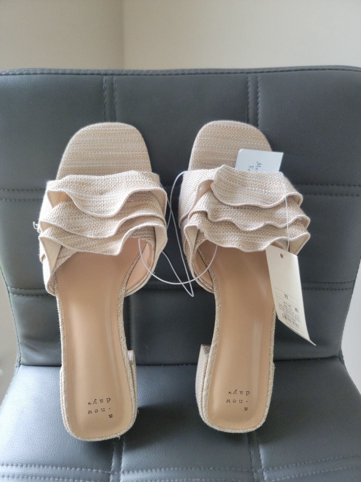 Women’s Lyta Raffia Ruffle Sandals with Memory Foam Insole – A New Day NWT Sz 11