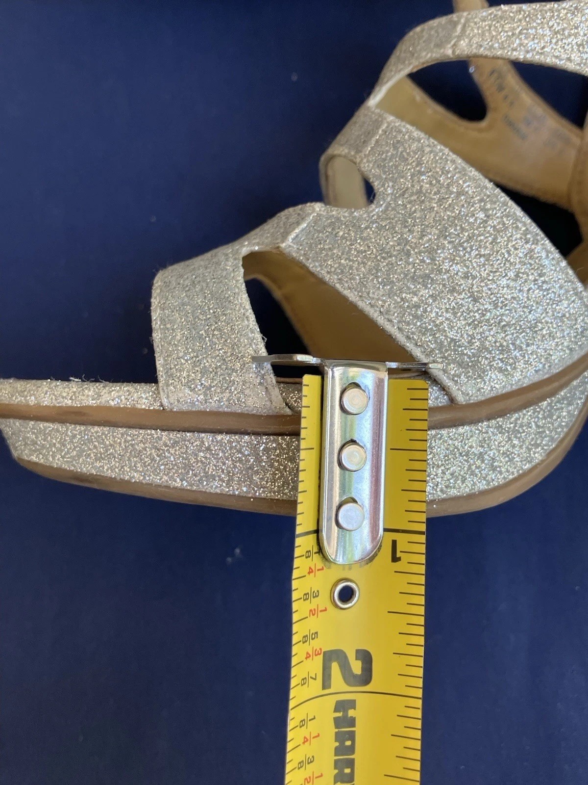 Naturalizer Dianna Silver Sparkle Glitter Strappy Platform Sandals Heels 8.5
