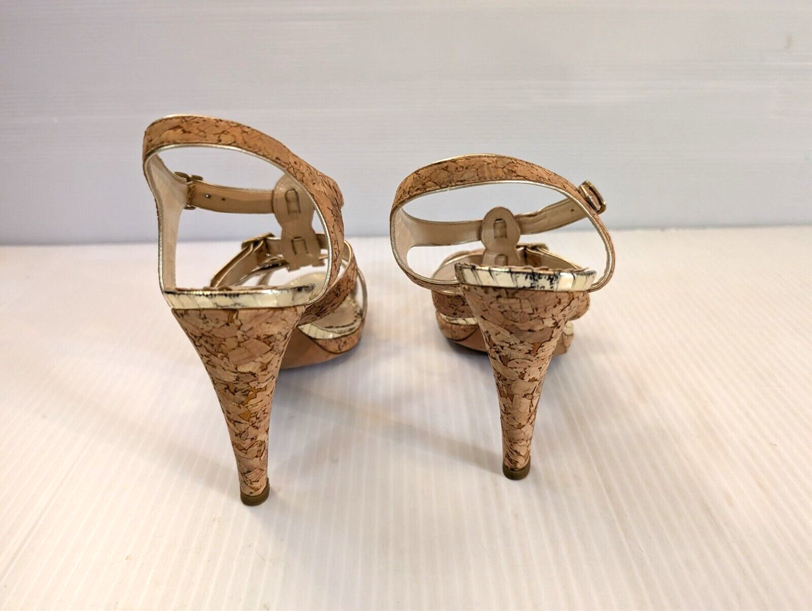 Authentic Oscar de la Renta Gold Stiletto Sandal High Heels Shoes US 7.5