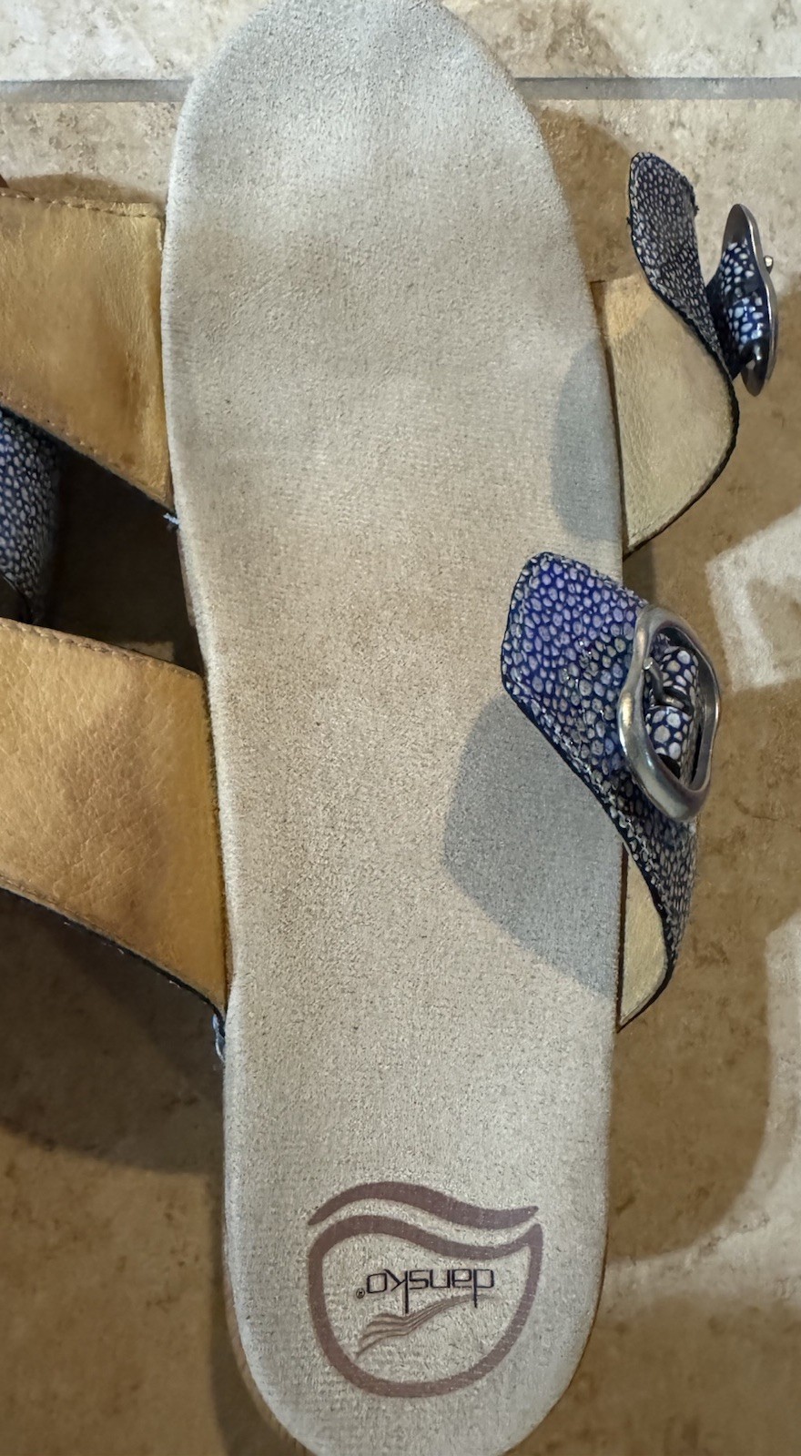 Dansko Sophie Shagreen Iridescent Blue sandals EUR size 41/ US 10-10.5